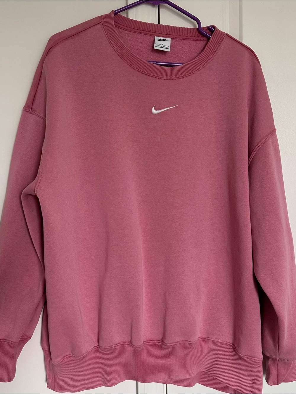 Nike Pink Crew Sweatshirt with White Swoosh